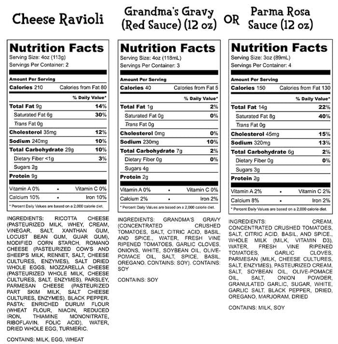Cheese Ravioli Nutrition Facts