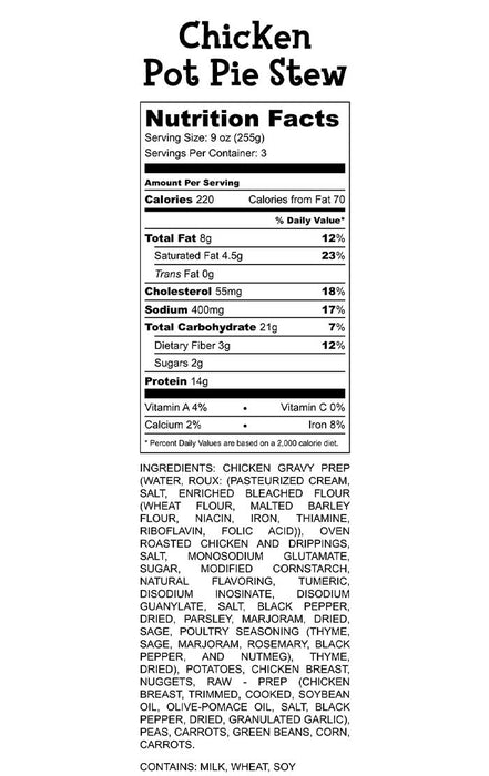 Chicken Pot Pie Stew Nutrition Facts