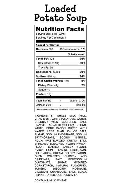 Loaded Potato Soup Nutrition Facts